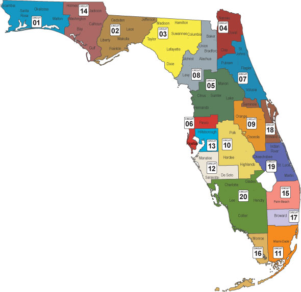 DCF Circuit Map of Florida